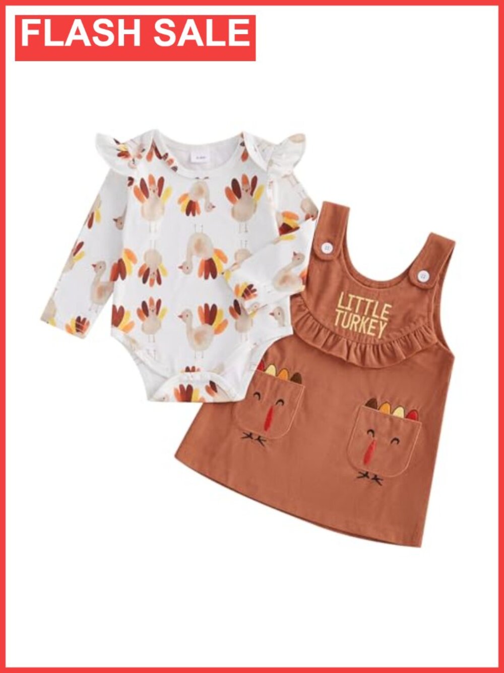 Toddler Baby Girl Thanksgiving Outfit Romper & Corduroy Skirt Set